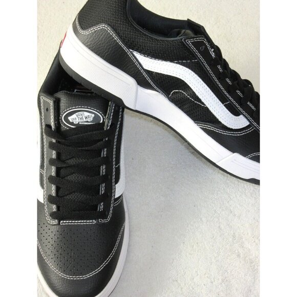 Vans Men's Zahba Leather Black White Striped Skate Shoes Various Sizes NIB - Picture 4 of 5